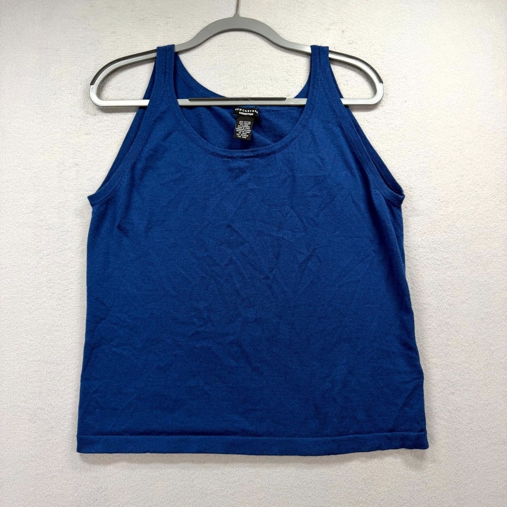 Doncaster Collection Knit Tank Top Womens XL Blue Wool Blend Wide Strap Shirt